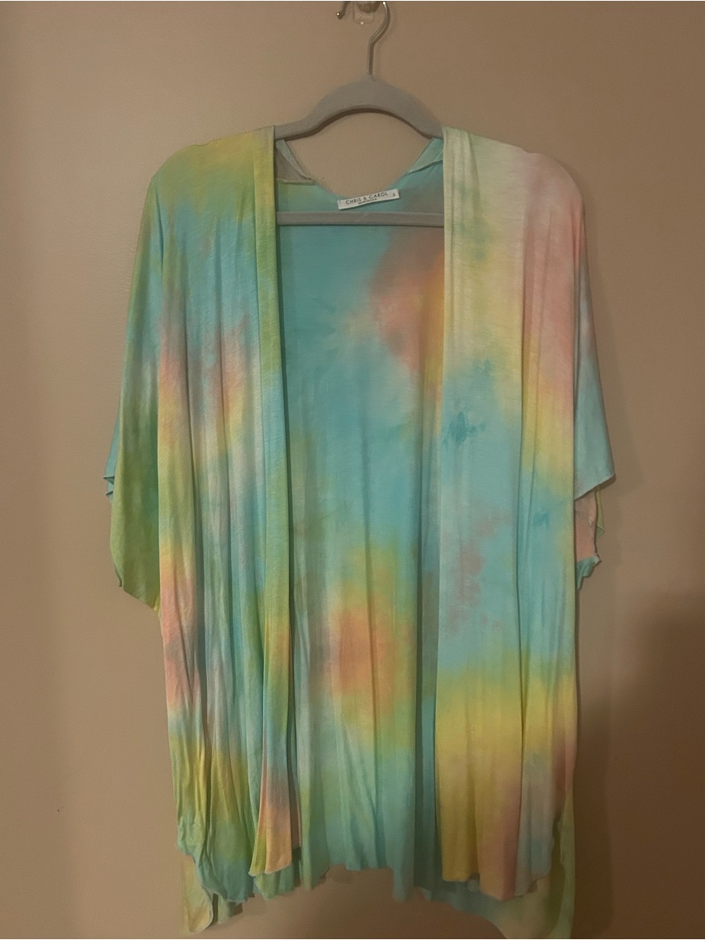 Pastel Tie-Dye Open Front Kimono Cardigan